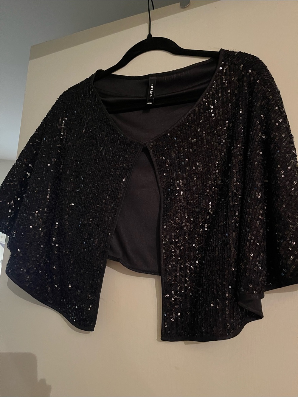 torrid Black Sequin Cropped Capelet